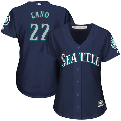 Mariners #22 Robinson Cano Navy Blue Alternate Women's Stitched MLB Jersey